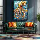 500 Piece Puzzles for Adults Clearance, Stained Glass Style Octopus Jigsaw Puzzle Beautiful Ocean Art Challenging Art Puzzle for Gifts Party Games Family Fun, 23" X 15" Dust Free