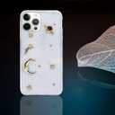 2 x Bonitec Compatible with iPhone 14 Pro Max Case 3D Clear Luxury Moon Star Universe Silicone Bedazzled Sparkly Transparent Glitter Anti-Scratch Non-Slip Protective Fashion for Women and Girls (Gold)