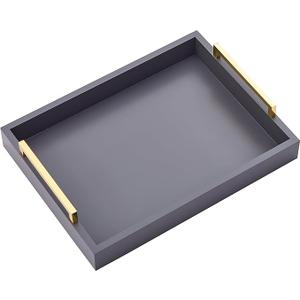 40cm x30cm Serving Trays with Handles, Grey Decorative Serving Tray, Ottoman Trays, Living Room, Bathroom, and Outdoors Decorative Trays (Charcoal)