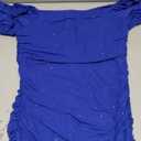 Women's Sexy  Sleeveless Mesh Ruched Cocktail Party Midi Bodycon Dress  Blue L