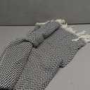 Peshtemania Premium Cotton Light Weight Boho Throw Blanket 50x60 Gray Black and Off White for Bed Chair Couch Farmhouse Turkish Throws for Sofa Bedroom Outdoor Fall Throw Blanket Yoga Blanket