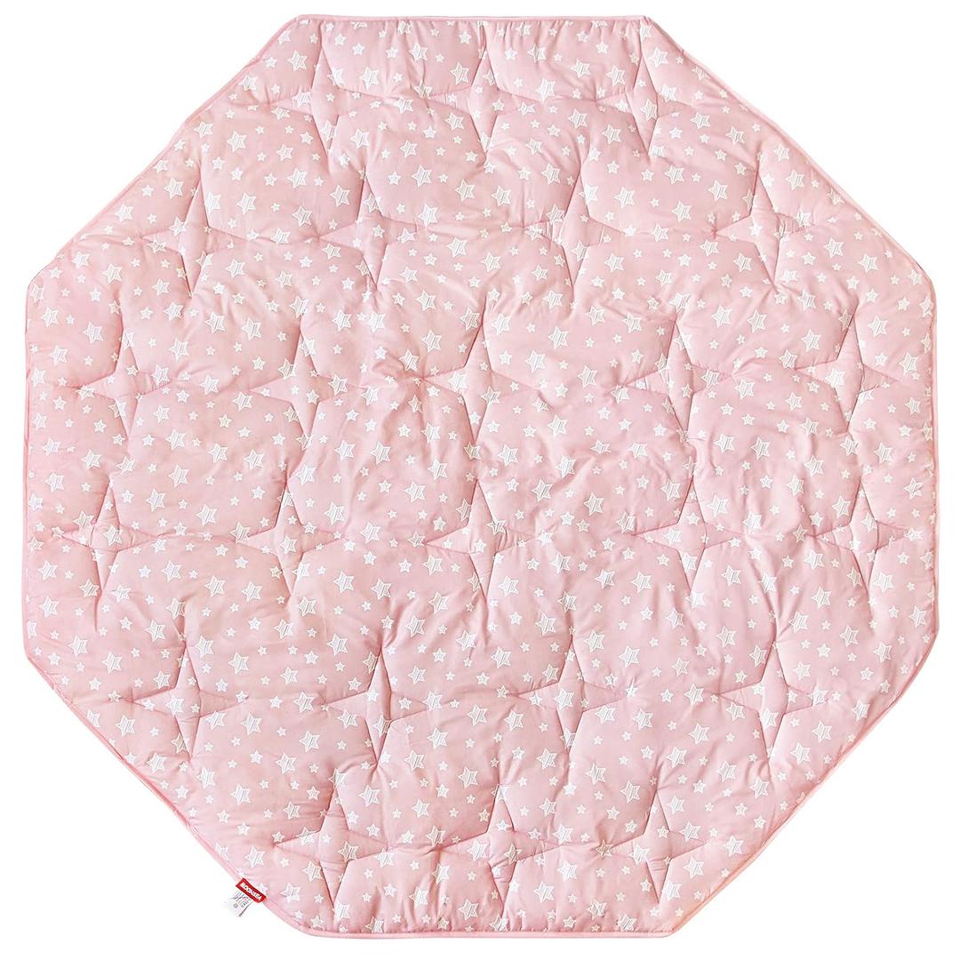 Octagon Playpen Mat Pink for Girls, Non Slip Baby Playpen Mattress Mat Fits 8 Panel Regalo Extra Large Portable Play Yard, Pink Star Print Playard Pad for Girls