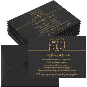 100 Pcs Birthday Ticket Envelopes for Guests 4.3x3.15 in Tickets Holder with Heart Shaped Clasp Thank You Message for Birthday Party Favors Souvenirs Gifts Supplies(50th)