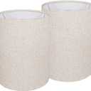 Lampshades set of 2, Tall Lamp Shades, 10" Top X 10" Bottom X 13" High Beige Large Line Fabric Lamp Shades, Easy Assembly Replacement Lampshades