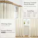 Pinch Pleated Linen Extra Long 108 Inch Curtains for Living Room 2 Panels Set, Cream Memory Trained Light Filtering Semi Sheer Floor to Ceiling Drapes Bedroom Elegant Curtain 9FT Length Windows Decor, 50"W x 108"L