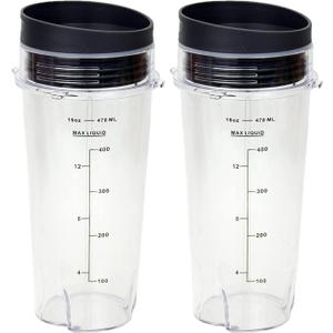 Ninja Blender Cups Single Serve 16-Ounce Cup Set with 2 Sip Lids for BL770 BL780 BL660 Professional Blender (Pack of 2) Ninja Blender Cups Single Serve 16-Ounce Cup Set with 2 Sip Lids for BL770 BL780 BL660 Professional Blender (Pack of 2)
