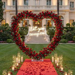 Breling Will You Marry Me Neon Light, 7.87ft Large Metal Heart Arch Stand