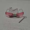 Rectangle Rimless Sunglasses for Women Retro Trendy Square Sun Glasses Vintage Shades (C7 Silver/Gradient Pink)