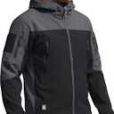 FREE SOLDIER Men's Outdoor Waterproof Soft Shell Hooded Military Tactical Jacket, 2XL