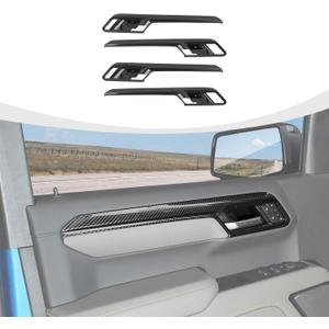 RAZPOY Carbon Fiber Inner Door Handle Bowl Covers Trim Compatible with Chevy Silverado & GMC-Sierra 2022-2024 UP
