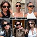 mosanana Oval Retro Trendy Sunglasses for Women 90s Style MS52371 (C1 Black/Grey)