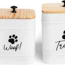 DD 2 Pack Dog Treat Container for Countertop, White Dog Treat Jar with Airtight Lid, Dog Cookie Jar for Kitchen Counter, Metal Pet Treat Organizer, Small Dog Treat Canister Farmhouse Dog Food Storage