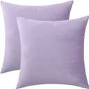 Jeneoo Comfy Soft Thick Velvet Throw Pillow Cases for Sofa Couch, Decorative Solid Square Cushion Covers for Bedroom Car (Lavender, 18 x 18 Inches, 2 Pieces) (18" x 18" (Pack of 2))