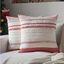 Valentines Pillow Covers 20x20 Inch Set of 2, Red Textured Boho Valentines Day Decoration Pillow Cases for Farmhouse Home Decor, Accent Cushion Cover for Sofa, Bed, Living Room, Bedroom