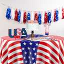6 Pcs Patriotic Tablecloth Round American Flag Tablecloth, 84", Stripe