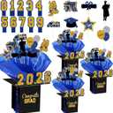 4 Sets 95 Pcs 2026 Graduation Table Decorations Congrats Grad Centerpieces Graduation Cap Shaped Box Congratulate Centerpiece Sticks Table Toppers Congrats Numbers Cutouts(Blue)