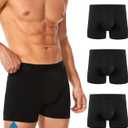 Men's Incontinence Underwear, Leak Proof Washable Reusable Cotton Boxer Brief, Heavy Flow Bladder Leak 3 Pack (Black, Medium)