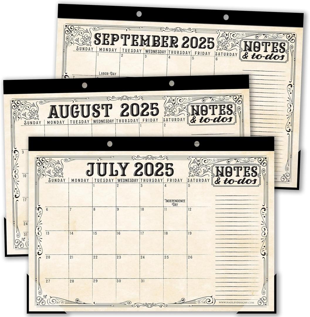 Hadley Designs Teacher Desk Calendar 2025-2026  18-Month Desktop Calendar for Home, Office & Classroom Organization, Ideal for Academic School Year Planning (Vintage)