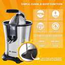 Eurolux Premium Electric Orange Juicer | Stainless Steel Citrus Squeezer With New Ultra-Powerful Motor and Soft Grip Handle for Effortless Juicing, Auto Shutoff, Dishwasher-safe Parts