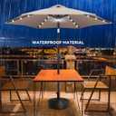 Ackmizz 11ft Solar Umbrella Outdoor – Lighted Table Patio Umbrella with 40 LED Lights Waterprool Uv Protection Taupe