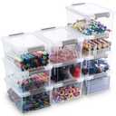 Citylife 1.3 QT 10 Packs Small Storage Bins Plastic Storage Container Stackable Box with Lids for Organizing, Clear White