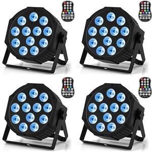 Rechargeable Par Lights, RGBW LED Uplights Battery Powered Stage Light, HOLDLAMP Par Can DJ Lights Sound Activated with Remote & DMX Control for Festival Party Event Wedding Bar, Size: 4 Packs