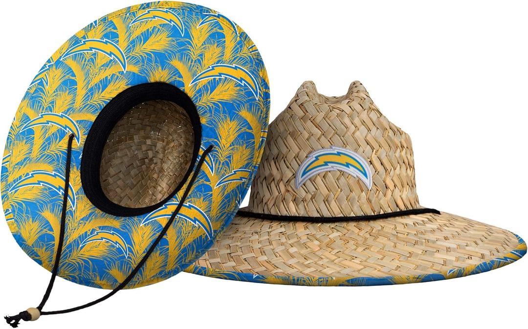 NFL Team Logo Americana Floral Lifeguard Beach Straw Sun Hat (One Size)