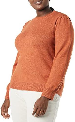 Amazon Essentials Women's Soft Touch Pleated Shoulder Crewneck Sweater, Size: M