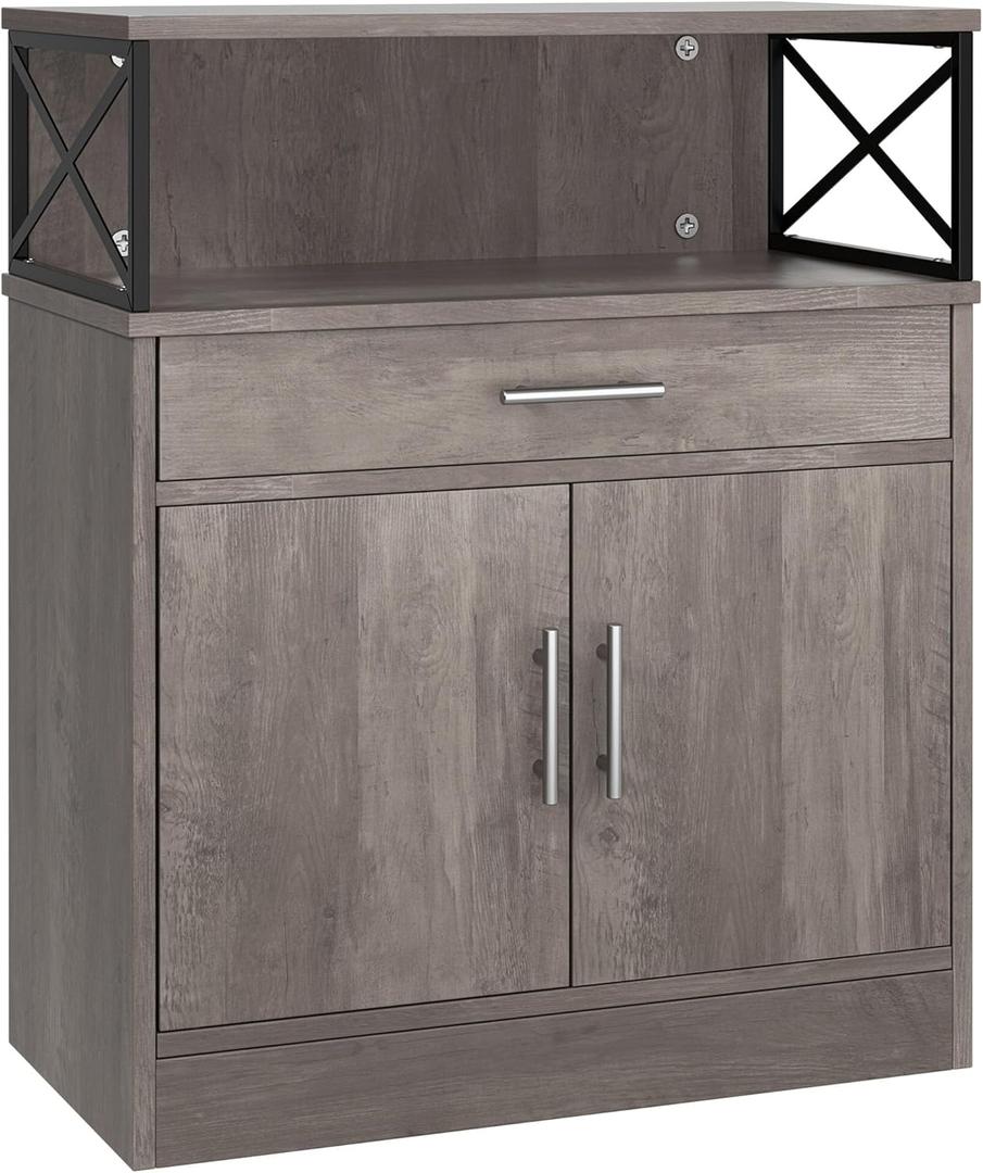Shintenchi Kitchen Buffet Cabinet with Adjustable Shelf, Modern Kitchen Storage Cabinet,Farmhouse Coffee Bar CabinetAsh Grey (37.6"H)