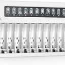 EBL AA AAA Battery Charger 12-Bay Independent LCD Charger for Ni-MH Ni-CD Rechargeable Batteries with Discharge Function