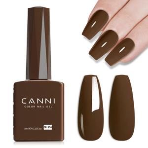 CANNI Dark Brown Gel Polish, 1Pcs Brown Nail Polish Gel High Gloss Soak Off UV French Manicure Salon DIY