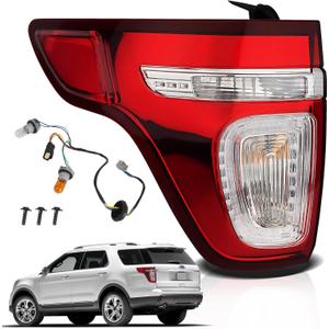 Tail Lights Compatible with 2011 2012 2013 2014 2015 Ford Explorer Rear Brake Lamp Assembly With Wire Harness and Bulbs Replace BB5Z13405C BB5Z13405D (2011-2015 Ford Explorer, Left Driver Side)