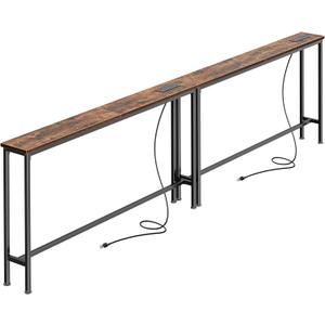 SUPERJARE 94.5 inch Narrow Behind Couch Table with Charging Stations, 5.9''D x 94.5''W x 29.7''H