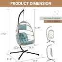 Yangming Hanging Egg Swing Chair with Stand and Weather Cover, Foldable for Indoor Outdoor, Wicker Rattan Basket with Cushion for Bedroom, Patio, Porch