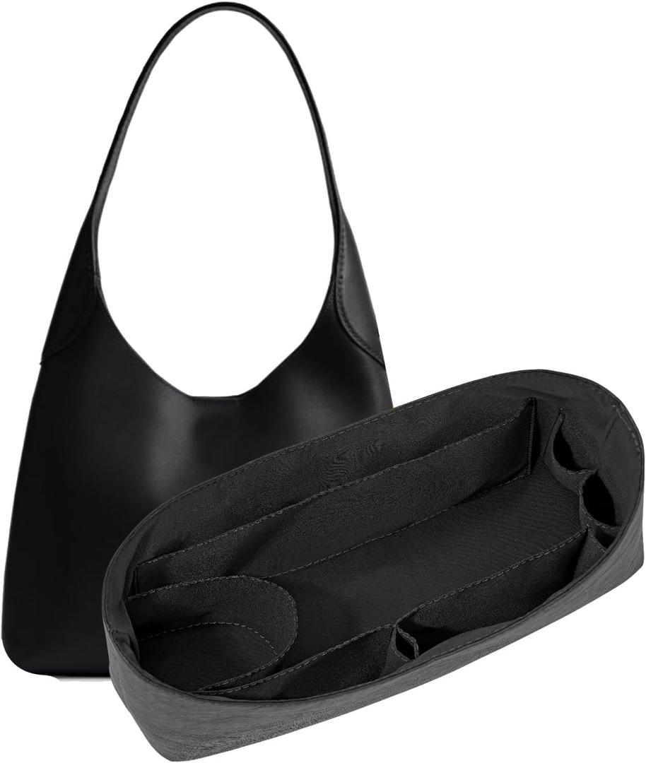 LOUKAYCCI Purse Organizer Insert for Coach Brooklyn 28 Bag Insert Organizer DupontPaper Lightweight Purse Insert (Black&Black) (No Zipper)