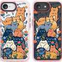 for iPhone 16E Case Cute - Compatible with Magsafe - Durable Shockproof 6.6 ft Drop Impact Phone Case - Funny Cats Party Design (6.1") Glitter Pink