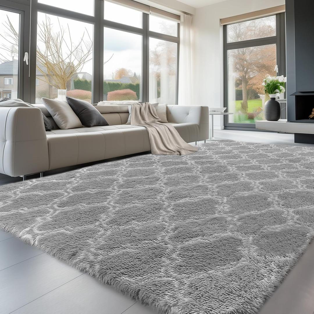 Sour Lemon Area Rugs 9x12 Living Room, Large Area Rug Shag Shaggy Carpet Soft Plush Furry Bedside Rug, Machine Washable Area Rugs for Bedroom Kids Girls Boys Home Decor Anti Slip