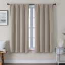 Gwine Blackout Curtains for Living Room 63 Inch Long, Thermal Insulated Window Treatment Black Out Curtains for Bedroom Decor with Rod Pocket, Each 40" Wx63 L, Stone, 2PCS