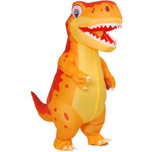 COMIN Inflatable Dinosaur Costume for Adults Blow Up T Rex Costume Dino Inflatable Costume Orange Full Body for Halloween Party 72"