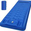 GLMNES Sleeping Pad, Ultralight Thicken Inflatable Sleeping Pad for Camping, Built-in Pump, Great for Camping, Hiking, Carry Bag, Repair Kit, Compact & Lightweight Air Mattress(Blue)