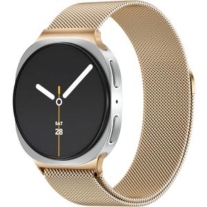 JKD Metal Band Compatible with Samsung Galaxy Watch 8 Band 40mm 44mm/Watch 8 Classic Band 46mm, Soft Stainless Steel Mesh Loop Magnetic Clasp Wristbands Women Men for Galaxy Watch 8/8 Classic 2025 (RoyalGold)