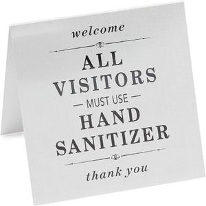 Stockroom Plus Metal Tent Signs, All Visitors Must Wash Hands (4 x 4 In, 2 Pack)