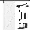 SKYSEN 6FT Barn Door Hardware Kit, Sliding Barn Door Hardware Kit, Barn Door Track, Combination Track- Smooth and Quiet- Easy to Install- Manual Included- Lite Version- Black (J-Lite-5-s)