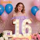Pooqla Large Light Up Numbers for 5th Birthday Decorations, 12.6 in Tall White Plastic Marquee Numbers Sign Party Decorations, Gift for Girls Boys Night Light Wedding Anniversary Decor, Big Number 5