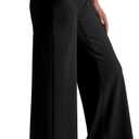 MOOSLOVER Women Wide Leg Yoga Pants with Pockets High Waisted Casual Lounge Pants Comfy Ribbed Loose Pants(S,Black-with Pockets) (Black, S)