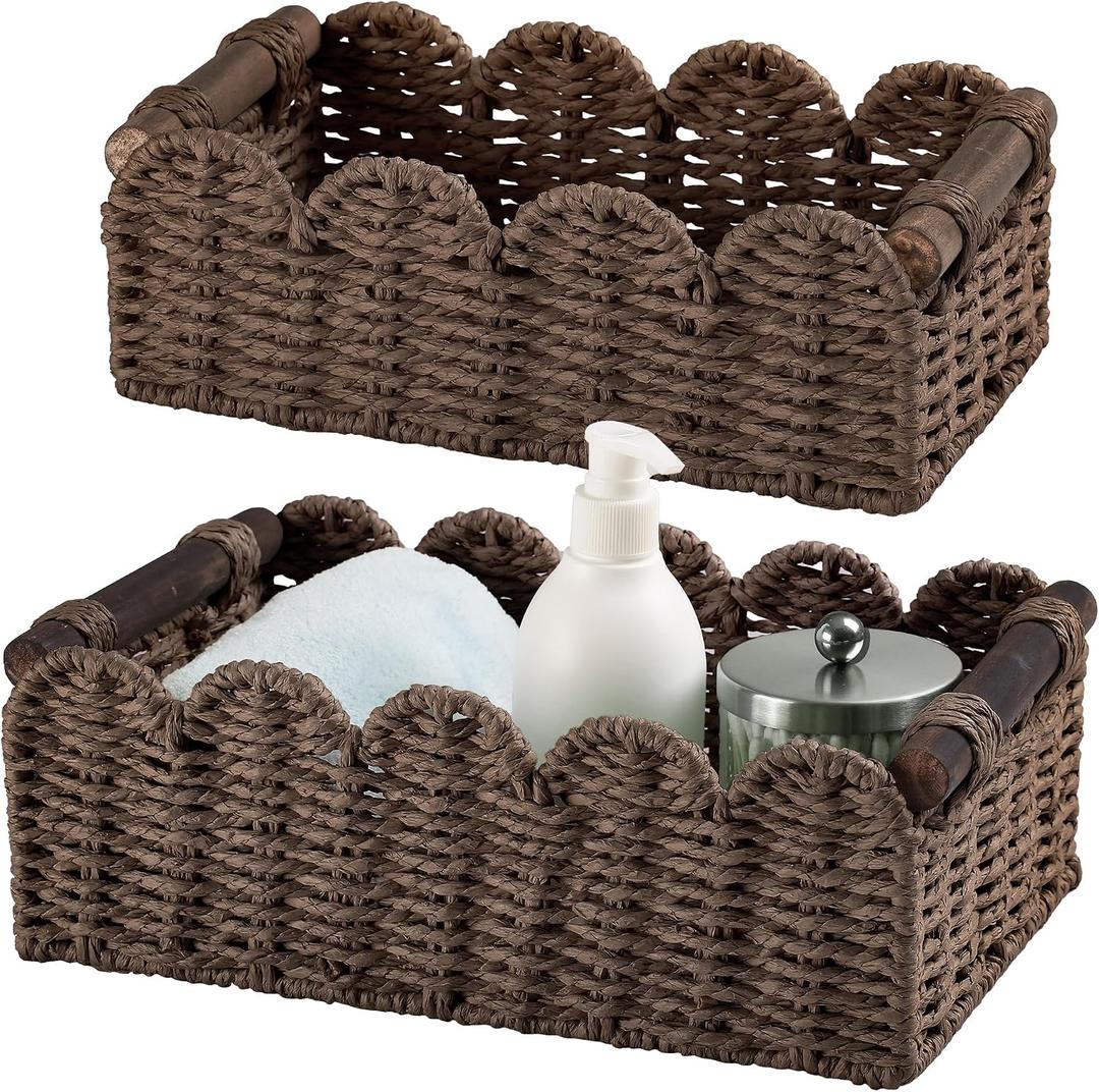 Storage Basket Wicker Baskets for Organizing Toilet Paper Storage Basket for Toilet Tank Top,Brown