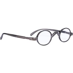 BLUELESS Vintage Round Reading Glasses Professor Readers Small Lenses (Grey Frame, +1.00)