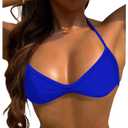 SOLY HUX Women's Halter Neck Bikini Swim Tops (Blue, M)