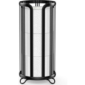 Toilet Paper Holder Stand, Freestanding Toilet Tissue Organizer, Minimalistic Storage Solution, Reserve Mega Rolls- Black