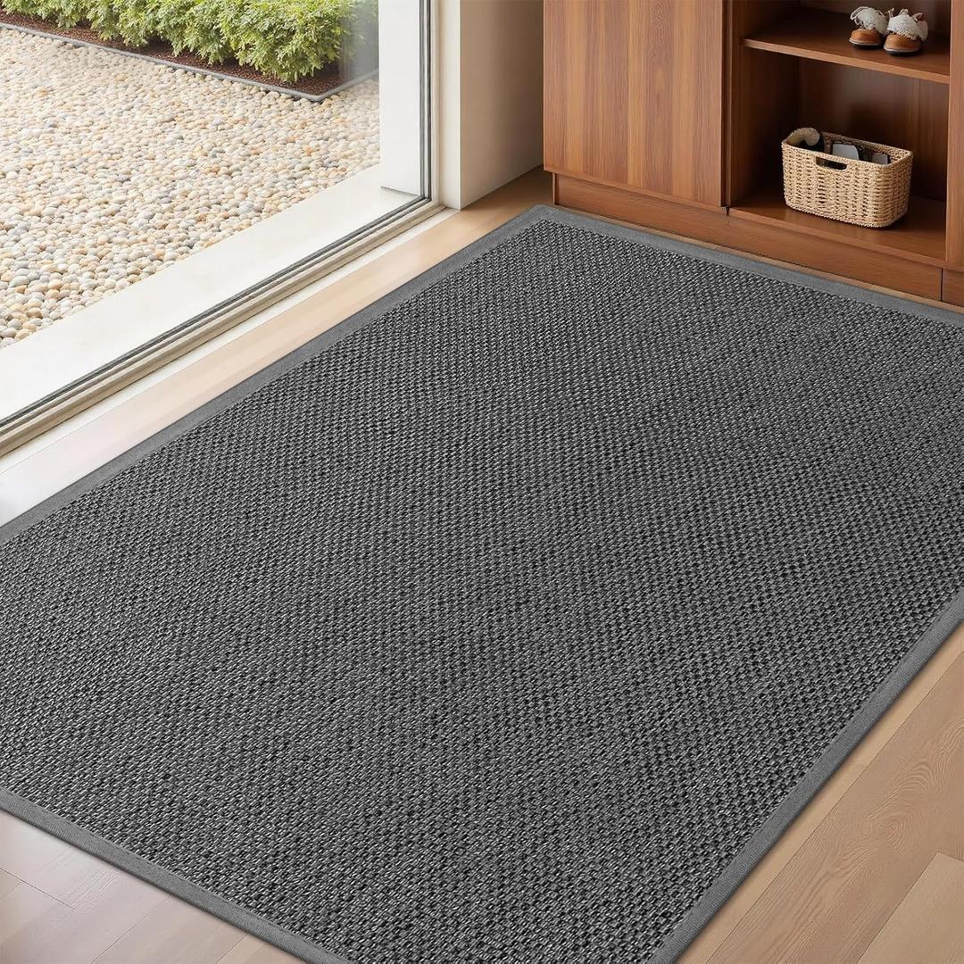 LEKEEPGO Large Door Mat 32"x47", Non Slip Washable Indoor Door Mat, Grey, 2'8" X 3'11"